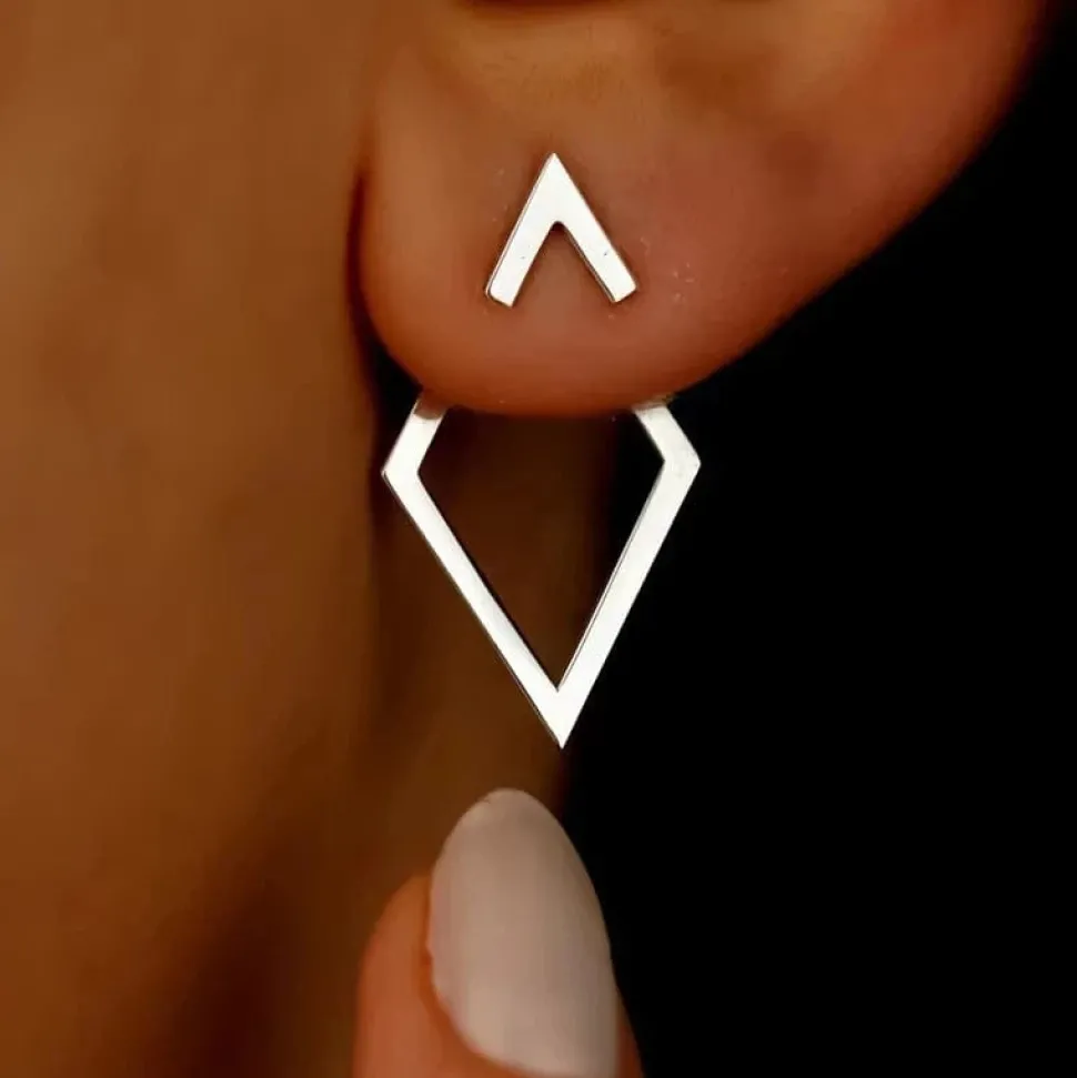 Boucles d'oreilles losange argent