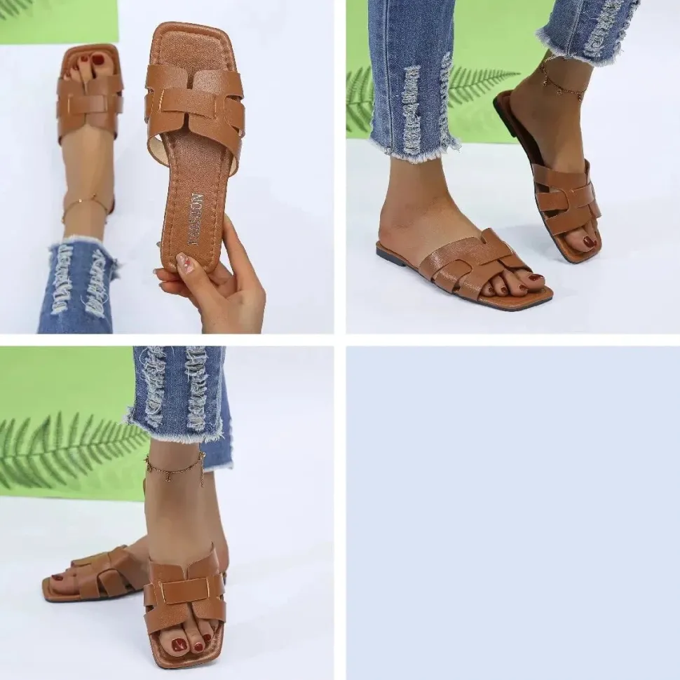 Claquettes marron pour femme
