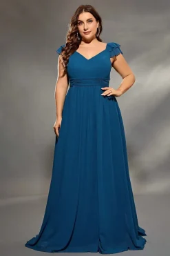Robe amincissante bleue pour femme ronde