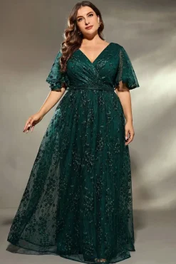 Robe amincissante verte pour mariage femme ronde