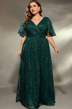 Robe amincissante verte pour mariage femme ronde