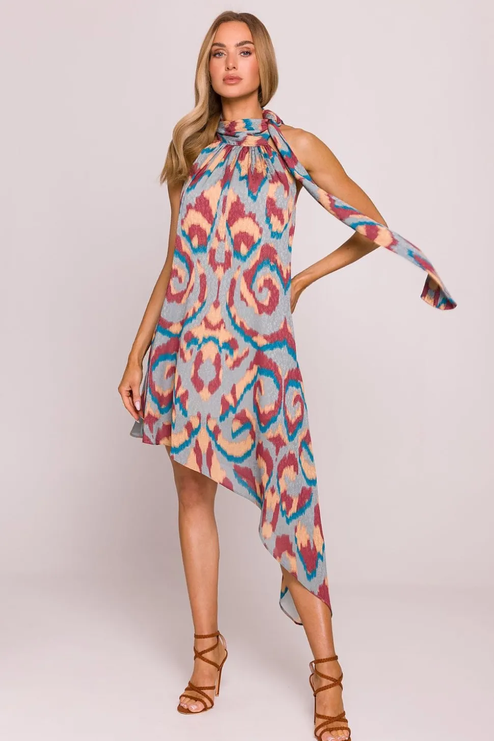 Robe asymétrique multicolore sans manches