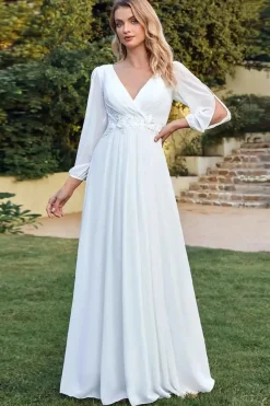 Robe blanche bohème longue manches longues