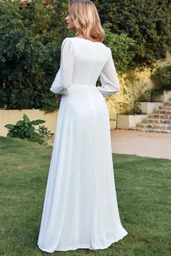 Robe blanche bohème longue manches longues