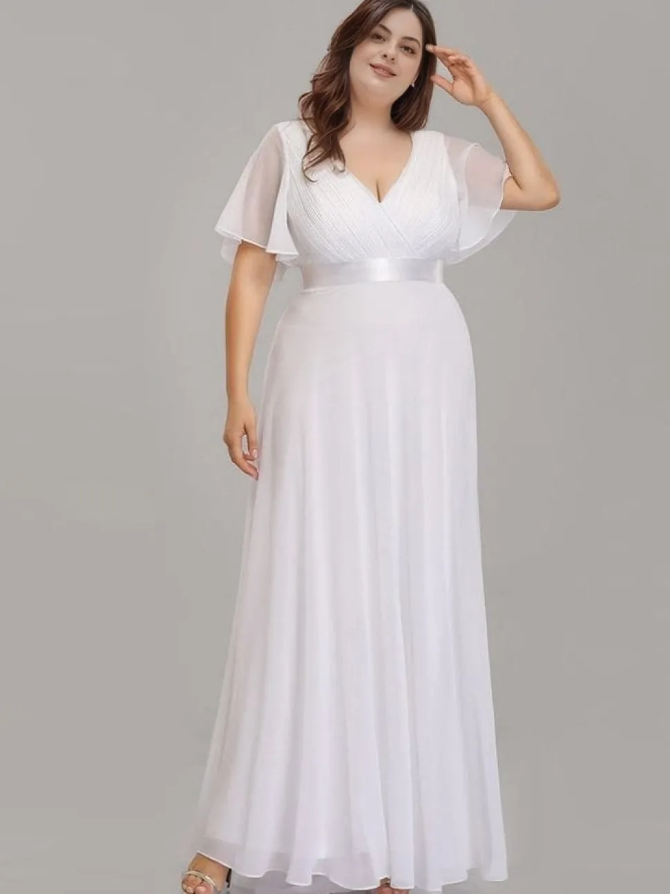 Robe blanche longue grande taille pour mariage