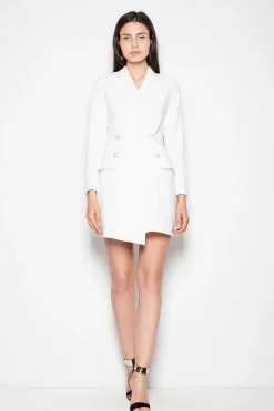Robe blazer blanche manche longue