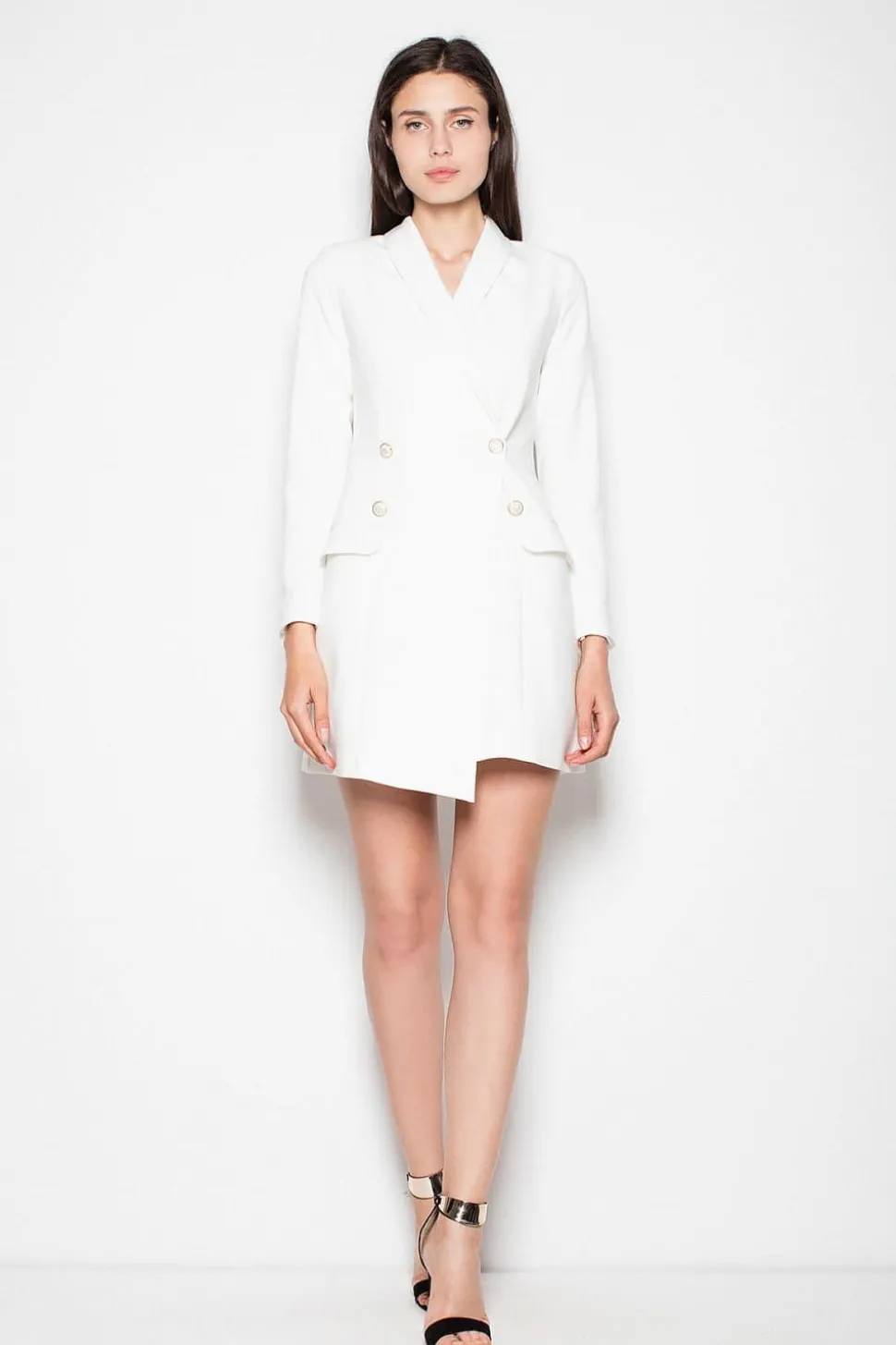 Robe blazer blanche manche longue