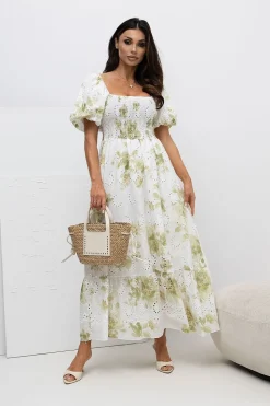 Robe bohème fleurie longue manches courtes