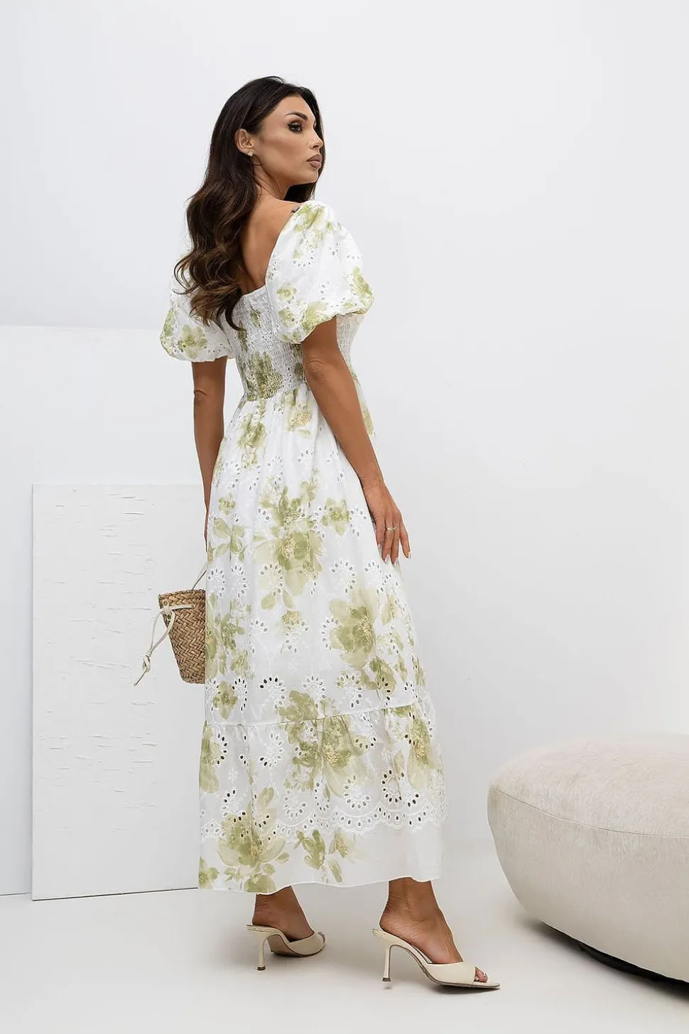 Robe bohème fleurie longue manches courtes