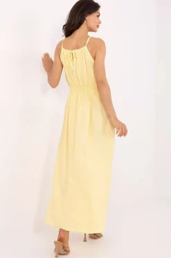 Robe bohème longue fendue sans manches