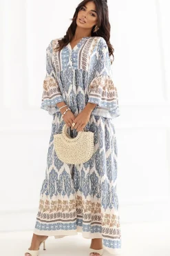 Robe bohème longue manches larges