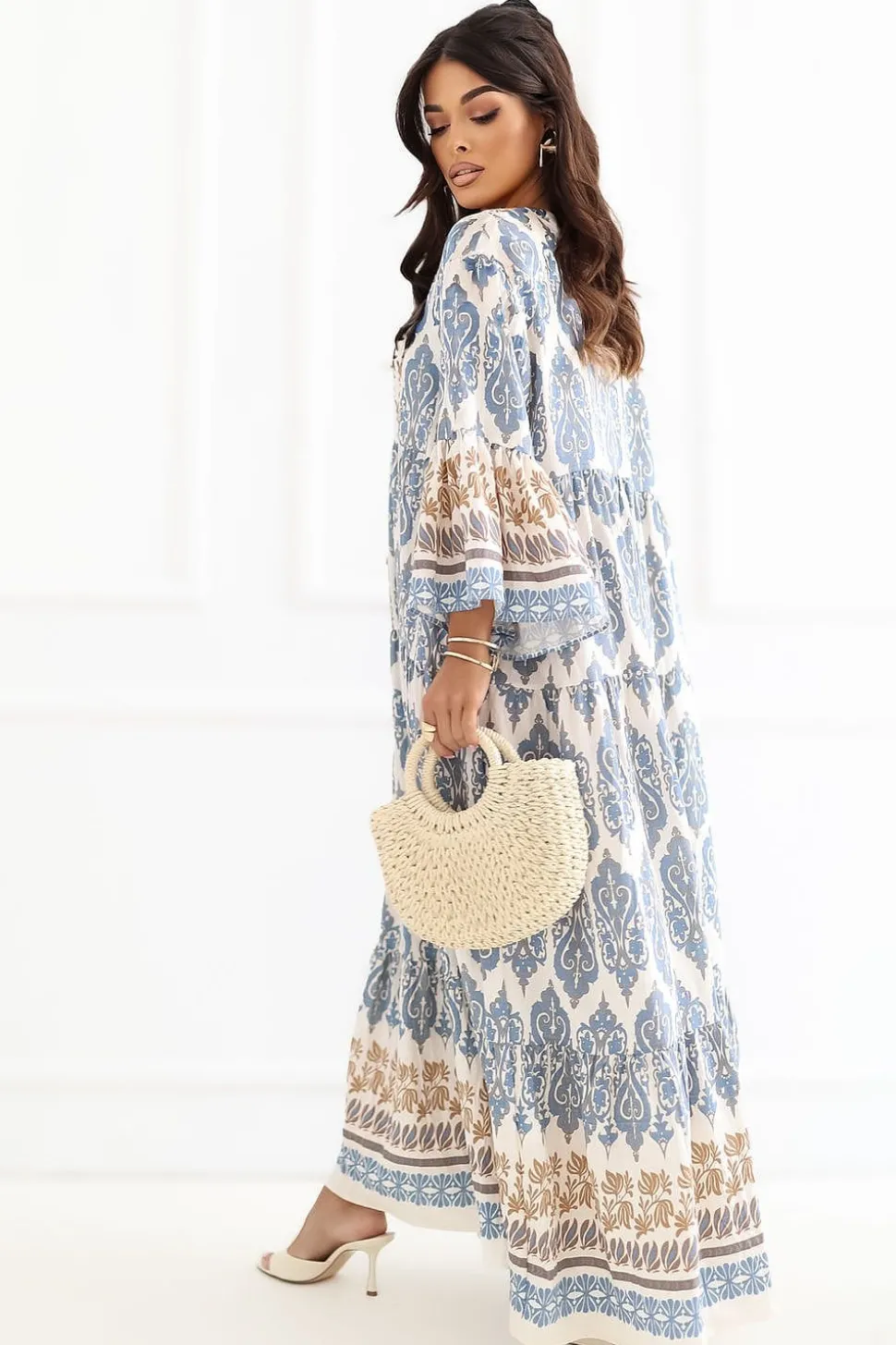 Robe bohème longue manches larges