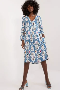 Robe bohème midi fleurie bleue