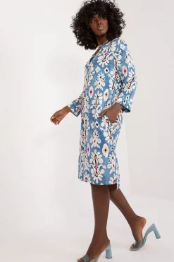 Robe bohème midi fleurie bleue