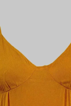 Robe bohème midi jaune à bretelles fines