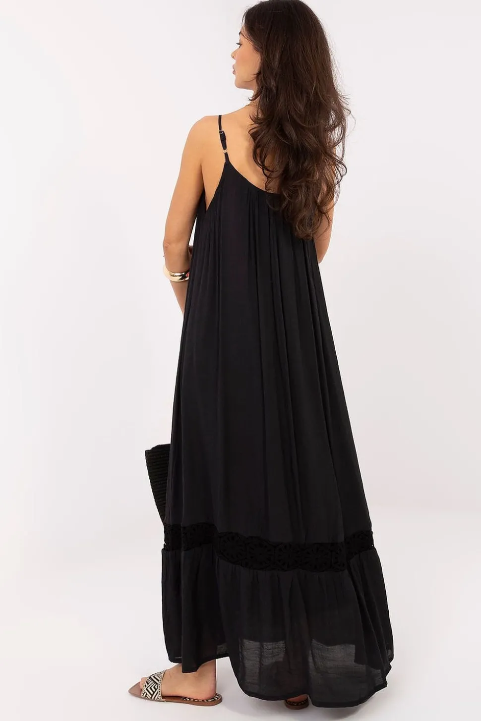 Robe bohème noire longue fluide