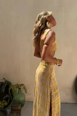 Robe bohème été fendue dos nu