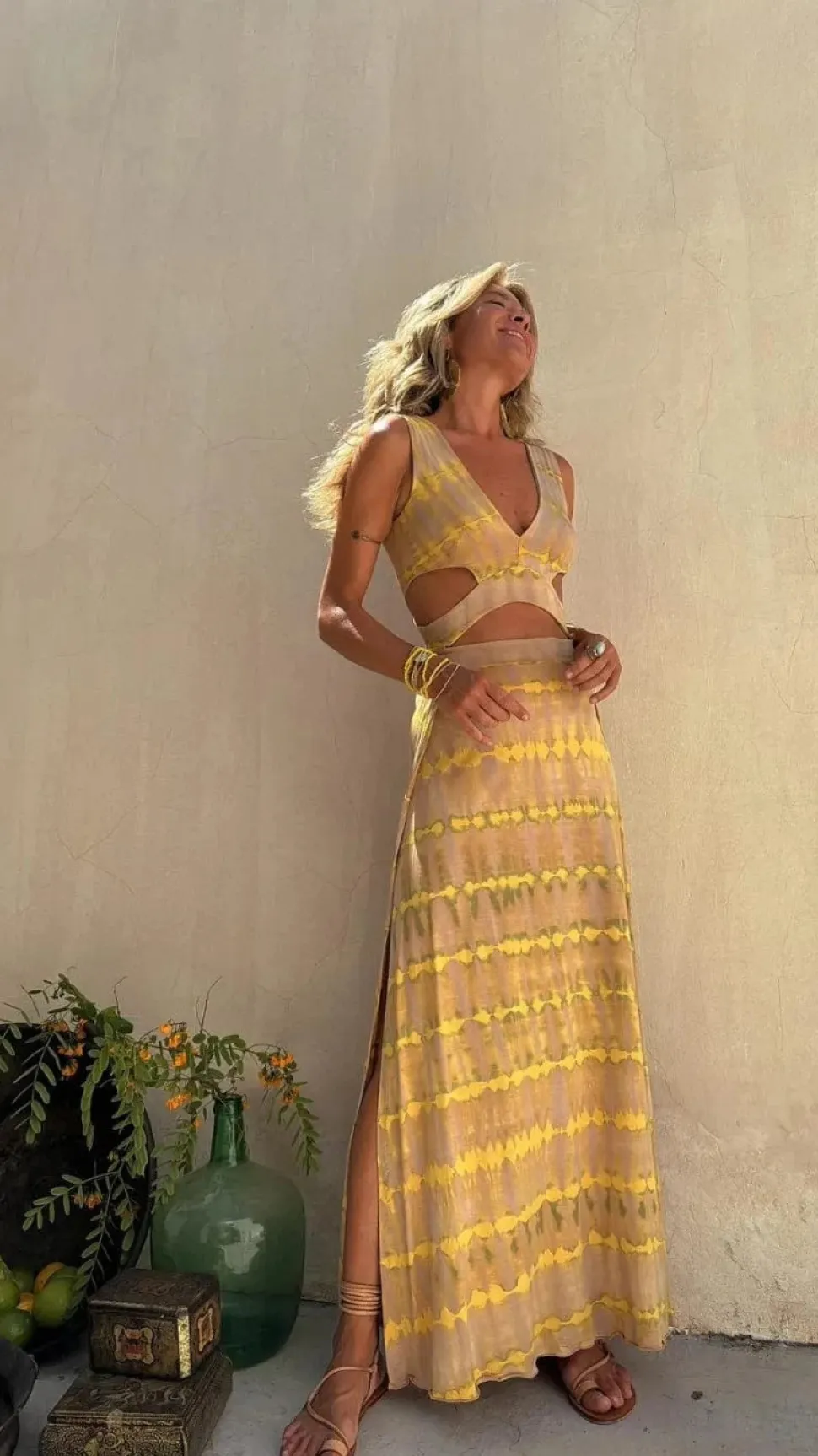 Robe bohème été fendue dos nu