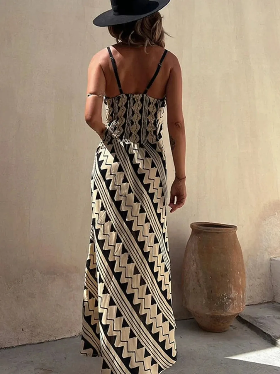 Robe bohème été longue à bretelles