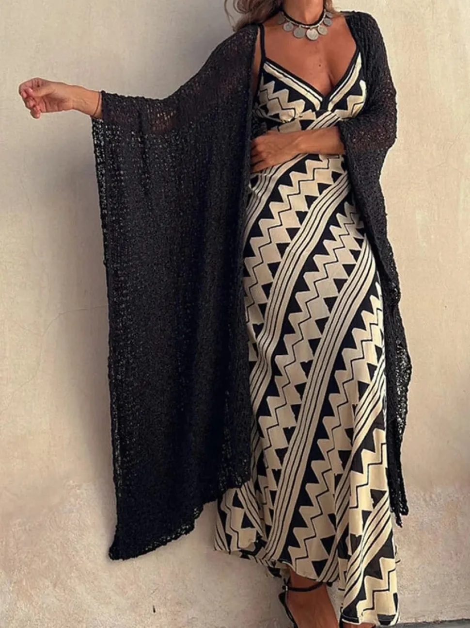 Robe bohème été longue à bretelles