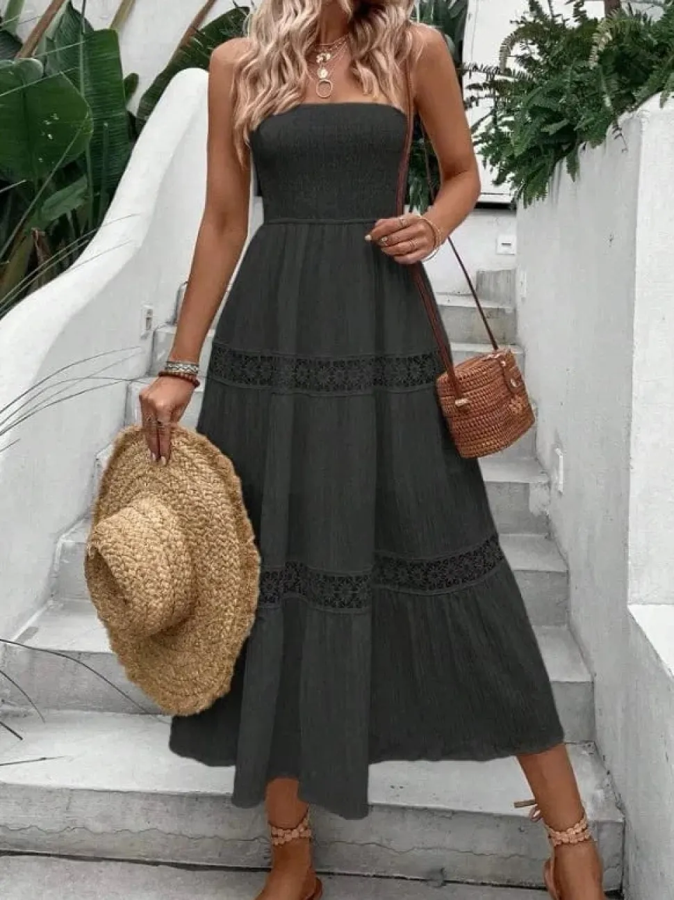 Robe bustier bohème midi pour été