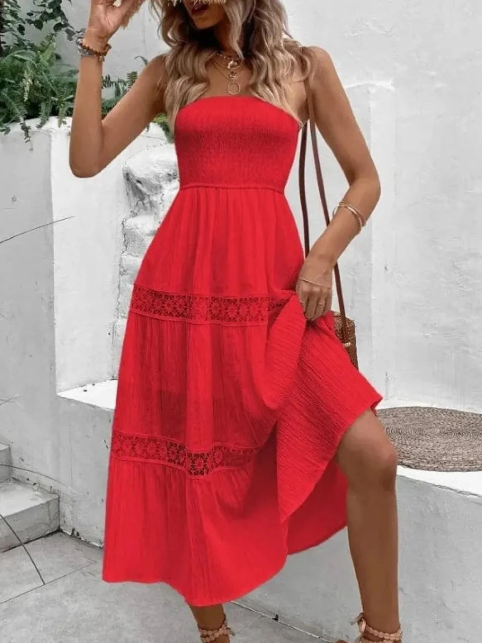 Robe bustier bohème midi pour été