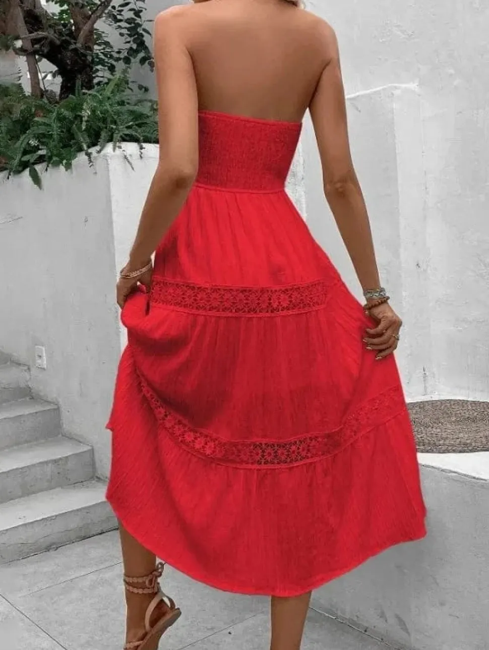 Robe bustier bohème midi pour été