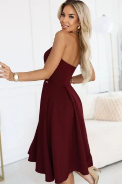 Robe bustier bordeaux évasée