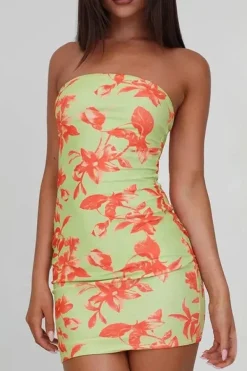Robe bustier mini moulante fleurie