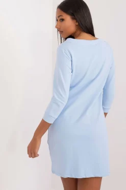 Robe casual bleu courte manches longues