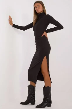 Robe casual midi moulante manches longues