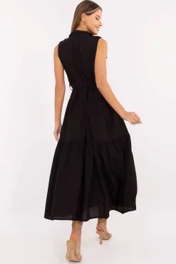 Robe casual midi sans manches ceinturée