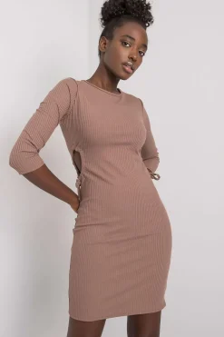 Robe casual moulante courte manches longues