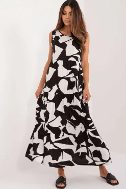 Robe casual noire et blanche longue