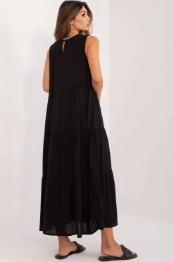 Robe casual noire fluide sans manches