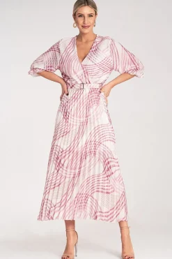 Robe casual rose fluide plissée