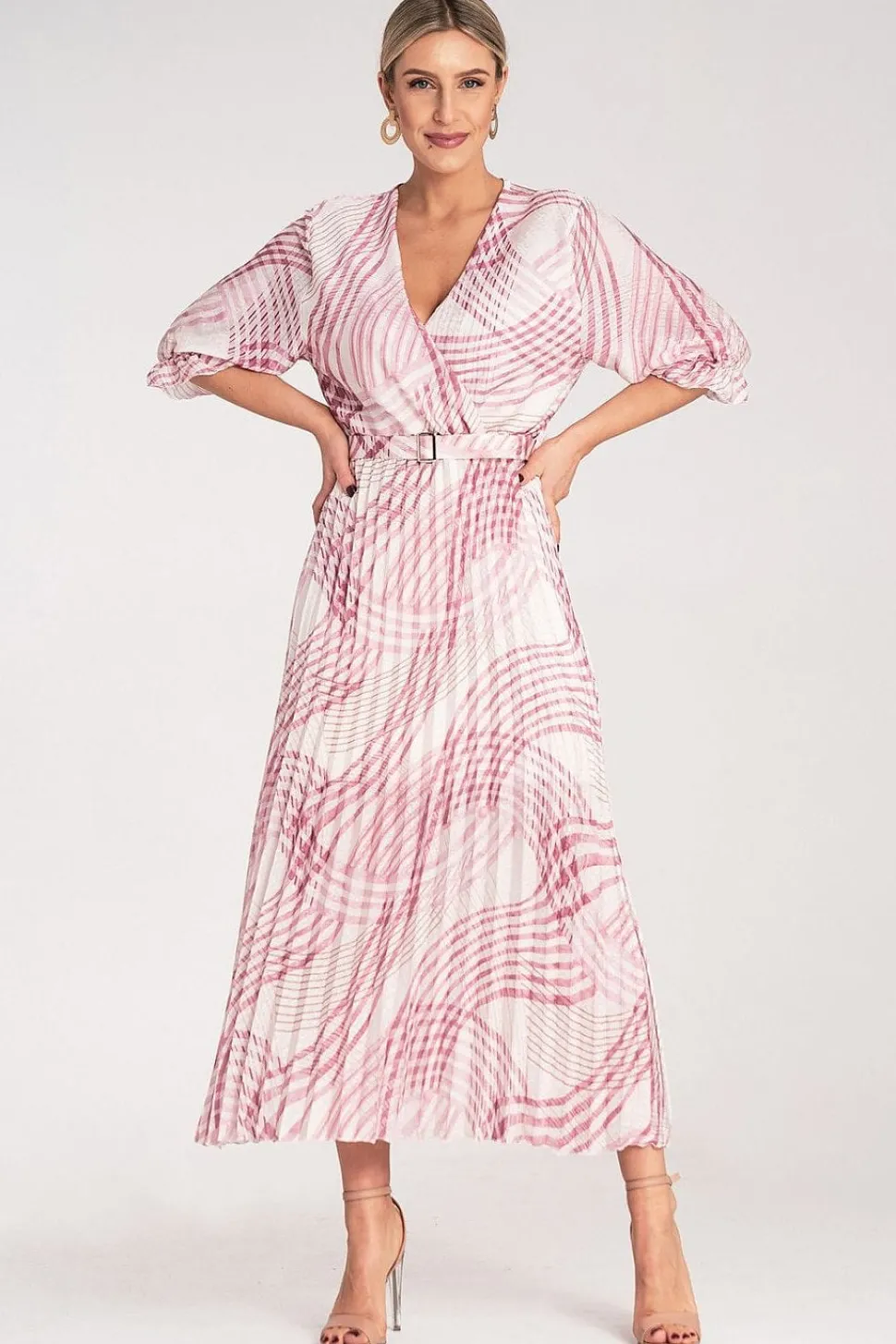 Robe casual rose fluide plissée