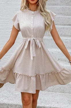 Robe champêtre beige à pois