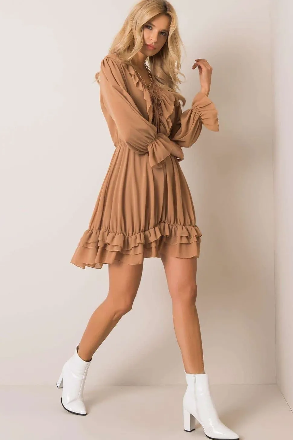 Robe champêtre courte manche longue