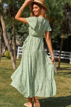 Robe champêtre fleurie été asymétrique