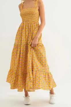 Robe champêtre longue col carré