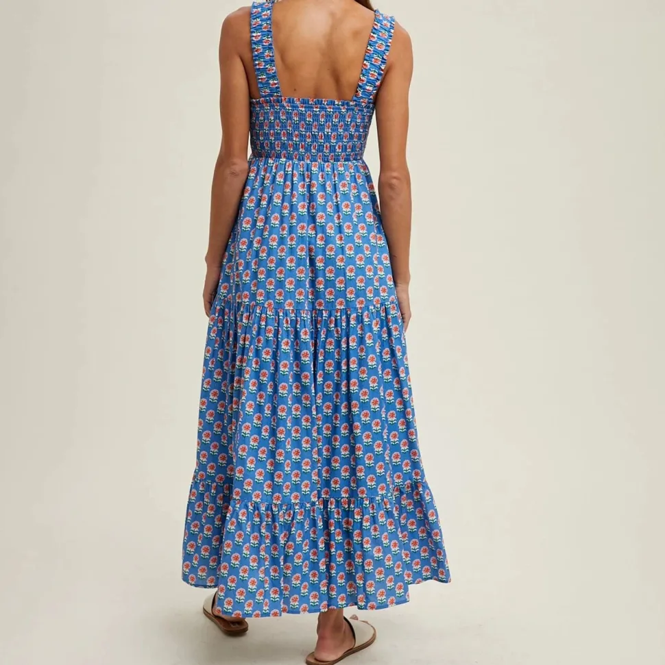 Robe champêtre longue col carré