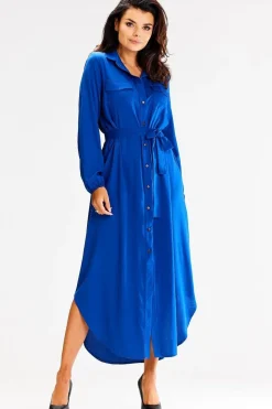 Robe chemise bleu