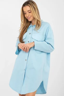 Robe chemise bleue courte