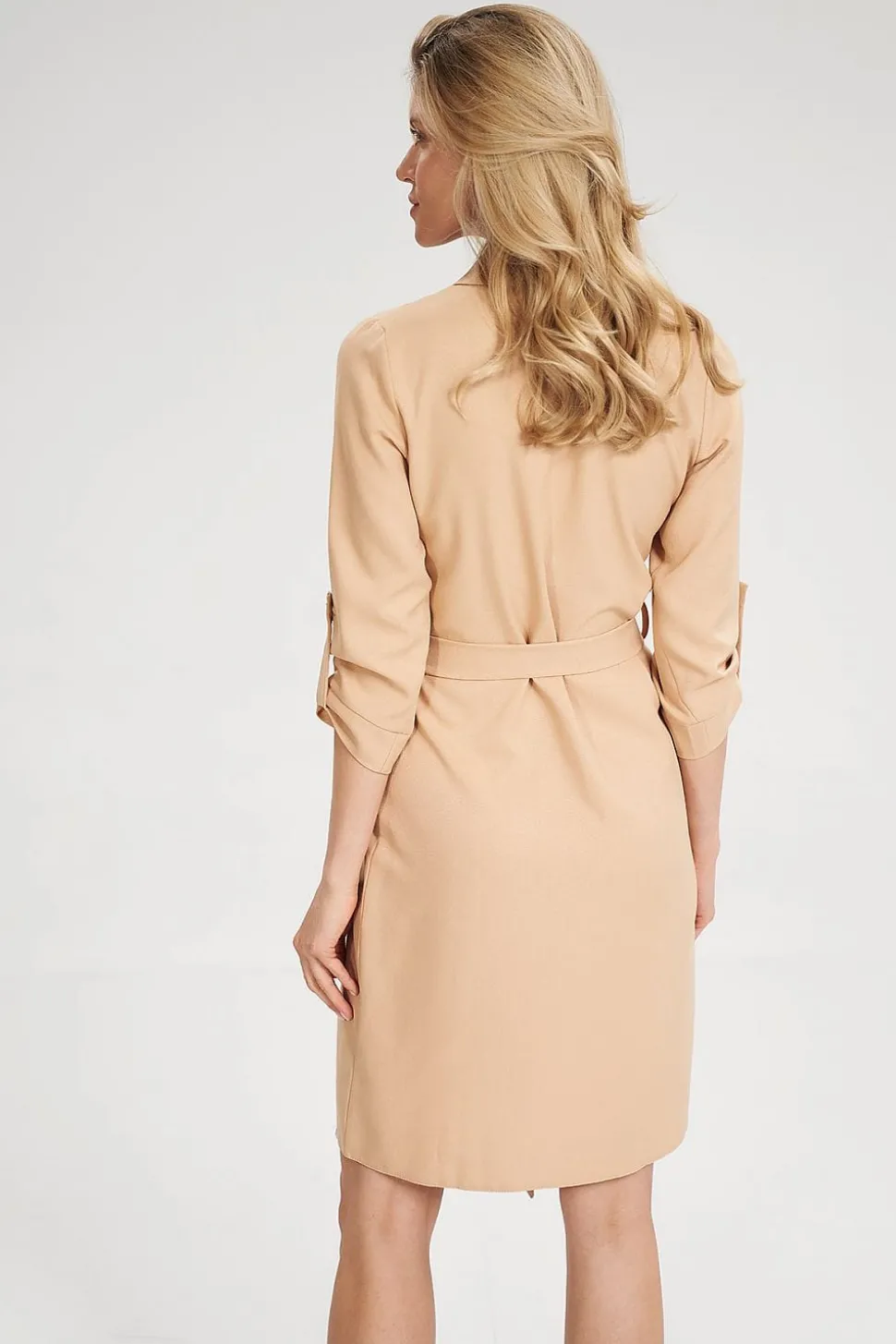 Robe chemise bleue manches longues