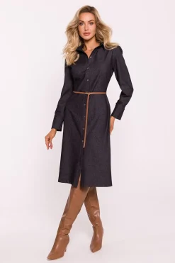 Robe chemise cintrée manches longues