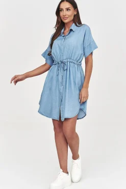 Robe chemise courte en jean casual