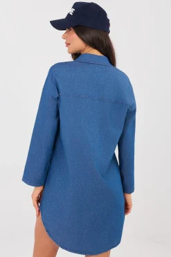 Robe chemise jean manches longues
