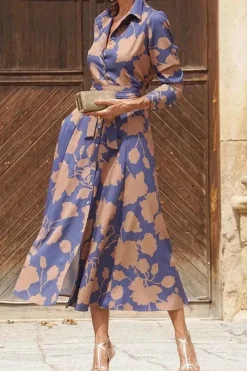 Robe chemise midi fleurie