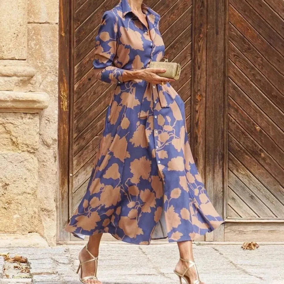 Robe chemise midi fleurie